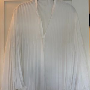 Vince White Pleasted Silk Shirt